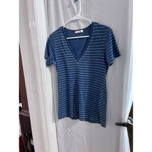 Rag And Bone Blue Striped Imperfection Tee Xs V Neck